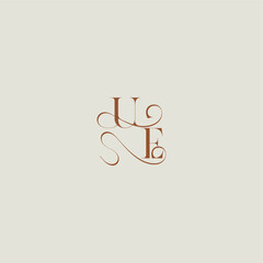 initial with thin line UE monogram wedding style logo concept letter contemporary modern curvy