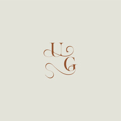 initial with thin line UG monogram wedding style logo concept letter contemporary modern curvy