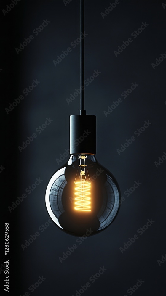 Poster a single light bulb hangs from the ceiling, its warm glow illuminating the surrounding darkness. the