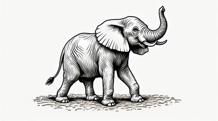Obraz premium Stylized Vintage Line Art Elephant