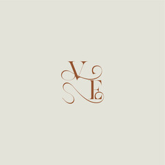 initial with thin line VE monogram wedding style logo concept letter contemporary modern curvy