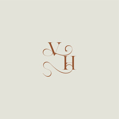 initial with thin line VH monogram wedding style logo concept letter contemporary modern curvy
