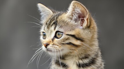 Adorable kitten portrait home setting animal photography soft background close-up view captivating expression