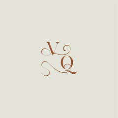 initial with thin line VQ monogram wedding style logo concept letter contemporary modern curvy