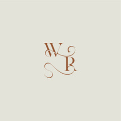 initial with thin line WR monogram wedding style logo concept letter contemporary modern curvy