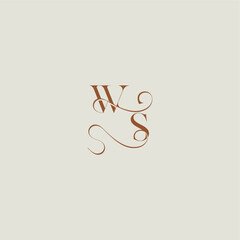 initial with thin line WS monogram wedding style logo concept letter contemporary modern curvy
