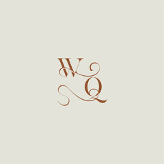 initial with thin line WQ monogram wedding style logo concept letter contemporary modern curvy