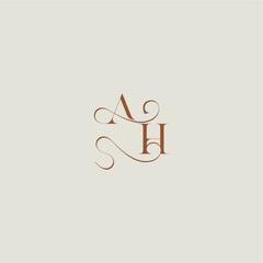 monogram wedding style logo concept initial with thin line AH contemporary modern curvy letter