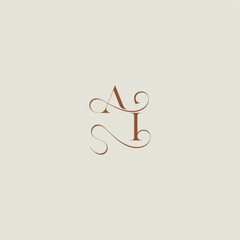monogram wedding style logo concept initial with thin line AI contemporary modern curvy letter