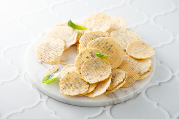 Homemade cheese cookies with herbs