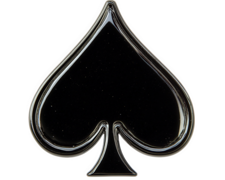 shiny spade symbol isolated on transparency background, perfect for card games or design elements. This iconic shape represents luck and strategy in various contexts