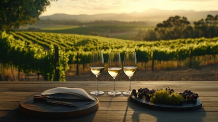 Alcohol consumption at a vineyard with wine and scenic vineyard views. Featuring tranquility and nature