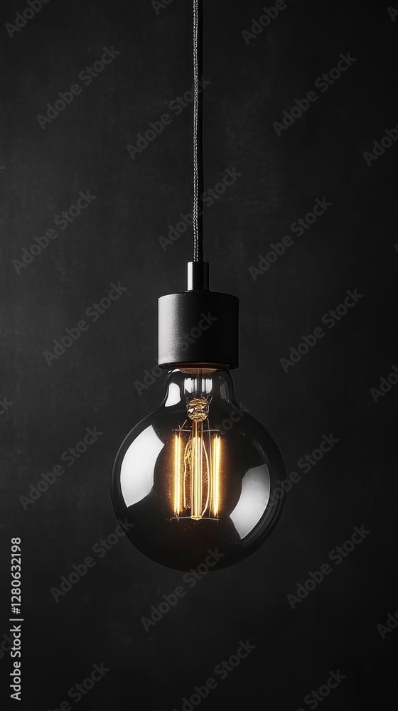 Poster a single light bulb dangles from the ceiling, casting a warm glow that pierces the surrounding darkn