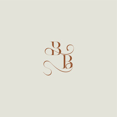 monogram wedding style logo concept initial with thin line BB contemporary modern curvy letter