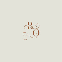 monogram wedding style logo concept initial with thin line BO contemporary modern curvy letter