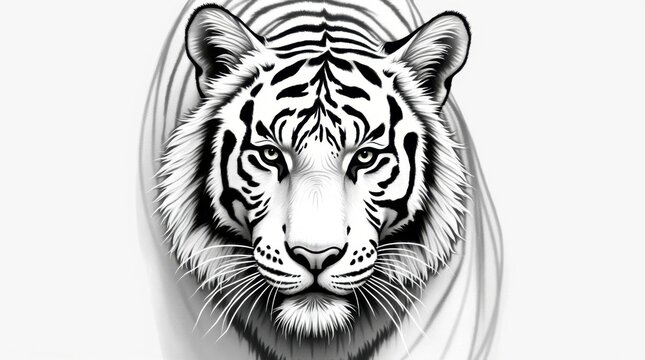 recommend clip art: Detailed Line Art Tiger Face