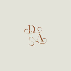 monogram wedding style logo concept initial with thin line DA contemporary modern curvy letter