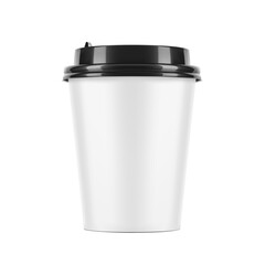 Realistic white paper cup mockup with plastic lid. Coffee to go, take out mug. Vector illustration isolated on white background. Can be use for any backgrounds. EPS10.	