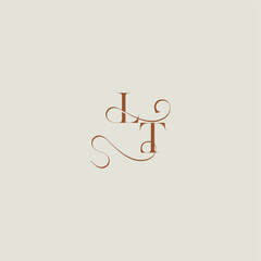 monogram wedding style logo concept initial with thin line LT contemporary modern curvy letter