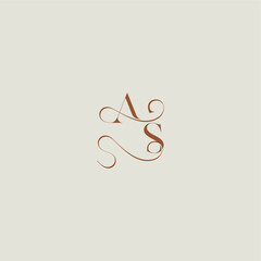 monogram wedding style logo concept initial with thin line AS contemporary modern curvy letter