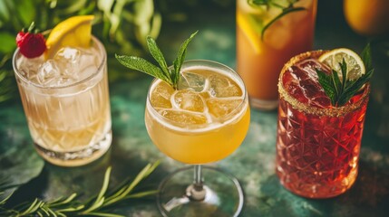 Alcohol consumption at a vintage bar with gin cocktails and old-fashioned décor. Featuring nostalgia and class