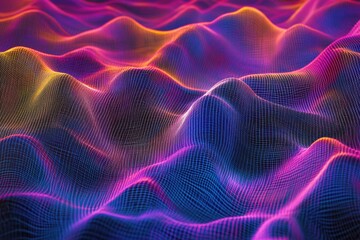 Fototapeta premium Vibrant holographic waves of light showcase a dynamic display of color and movement in a high-quality visual experience