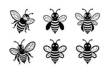 Set of Bee silhouette vector illustration