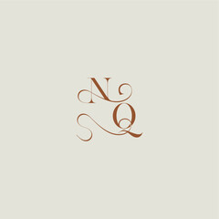 monogram wedding style logo concept initial with thin line NQ contemporary modern curvy letter