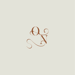 monogram wedding style logo concept initial with thin line ON contemporary modern curvy letter