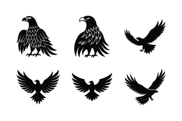 Obraz premium Set of Eagle silhouette vector illustration