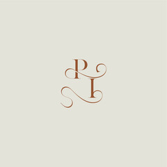 monogram wedding style logo concept initial with thin line PI contemporary modern curvy letter