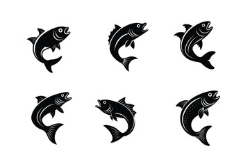 Set of Fish silhouette vector illustration
