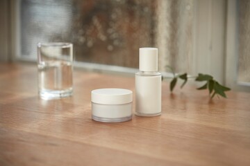 cosmetics placed in the sunlit area