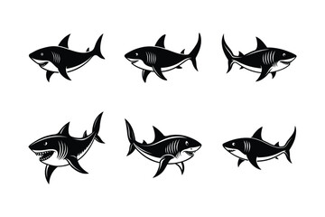 Set of Shark silhouette vector illustration