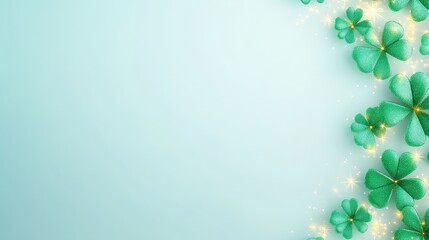 A serene background featuring green clovers, evoking a sense of nature and tranquility.