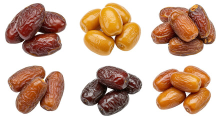Assortment of rich amber dates ideal for ramadan celebrations on transparent png backdrop
