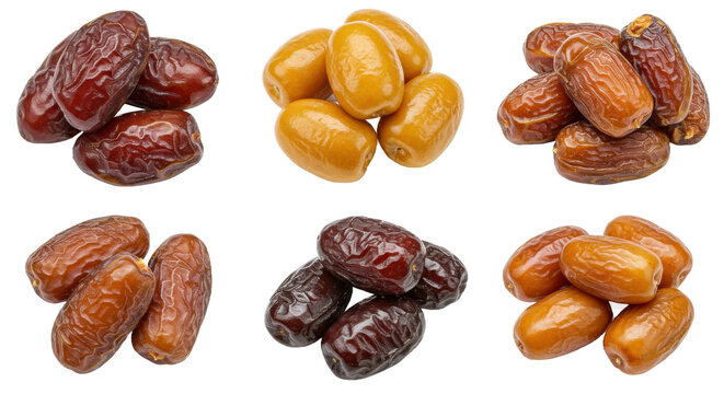 Assortment of rich amber dates ideal for ramadan celebrations on transparent png backdrop