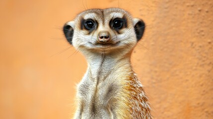 Fototapeta premium Curious meerkat observing its surroundings at a zoo wildlife photography natural habitat close-up view animal behavior