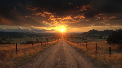Fototapeta premium Sunset road journey, rural landscape, scenic drive, travel photography