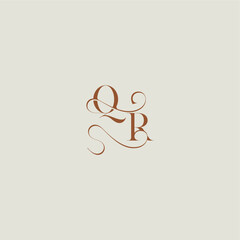 monogram wedding style logo concept initial with thin line QR contemporary modern curvy letter
