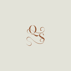 monogram wedding style logo concept initial with thin line QS contemporary modern curvy letter