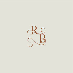 monogram wedding style logo concept initial with thin line RB contemporary modern curvy letter