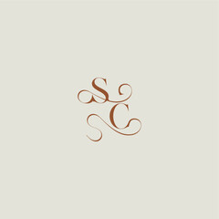 monogram wedding style logo concept initial with thin line SC contemporary modern curvy letter