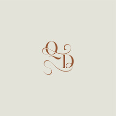 monogram wedding style logo concept initial with thin line QD contemporary modern curvy letter