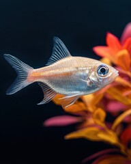 Aquarium fish swimming among colorful plants underwater scene nature photography close-up view captivating aquatic life