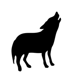 遠吠え　吠える　犬モノクロシルエットイラスト