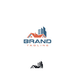 Construction company building roof city vector logo