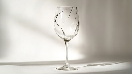 Elegant Broken Glassware on Neutral Background