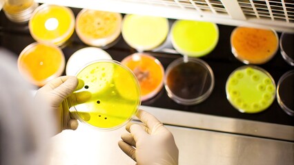Scientist Holding Petri Dish with Bacteria Culture - Science in Action