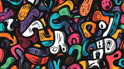 Colorful abstract illustration featuring a dynamic array of shapes and patterns in vibrant hues.